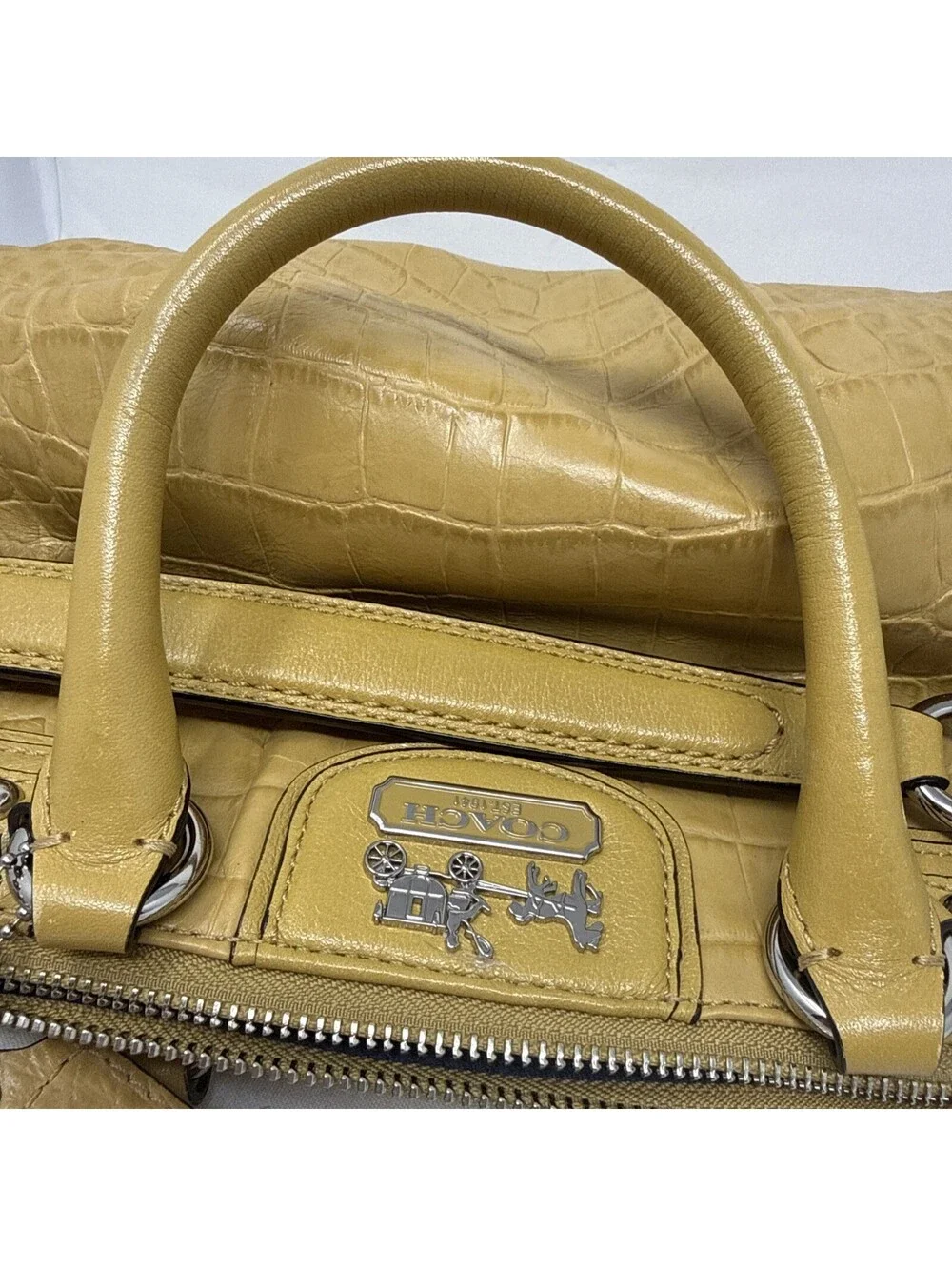 COACH Madison Sophia Embossed Croc Leather Satchel Bag